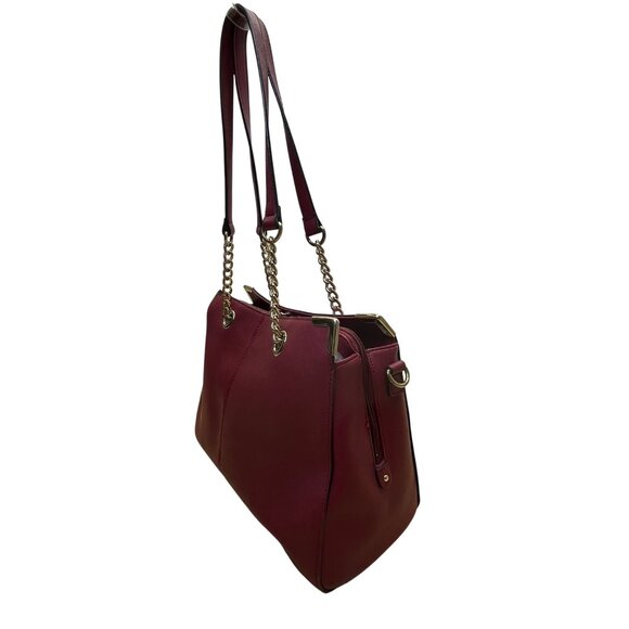 Wilsons Leather Women’s Red Burgundy Faux Leather Chain Strap Shoulder Bag - Picture 3 of 12